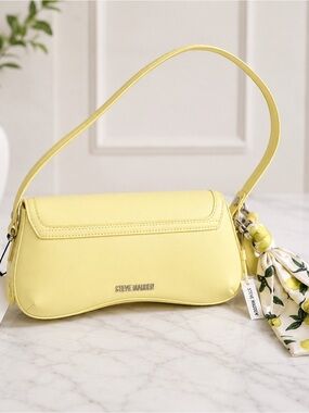 Steve Madden Pale Yellow Shoulder Bag with Accent Scarf